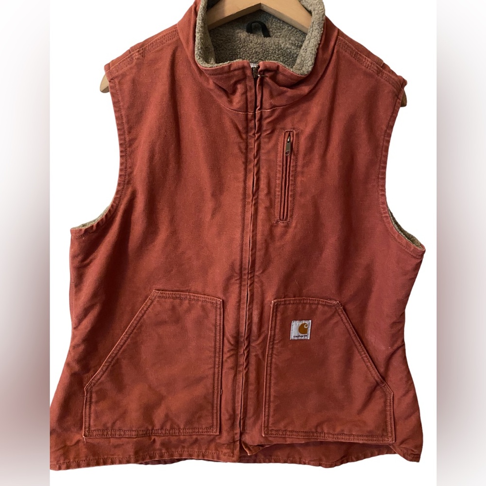 CARHARTT WOMENS FLEECE LINED VEST IN RUST SZ LARGE